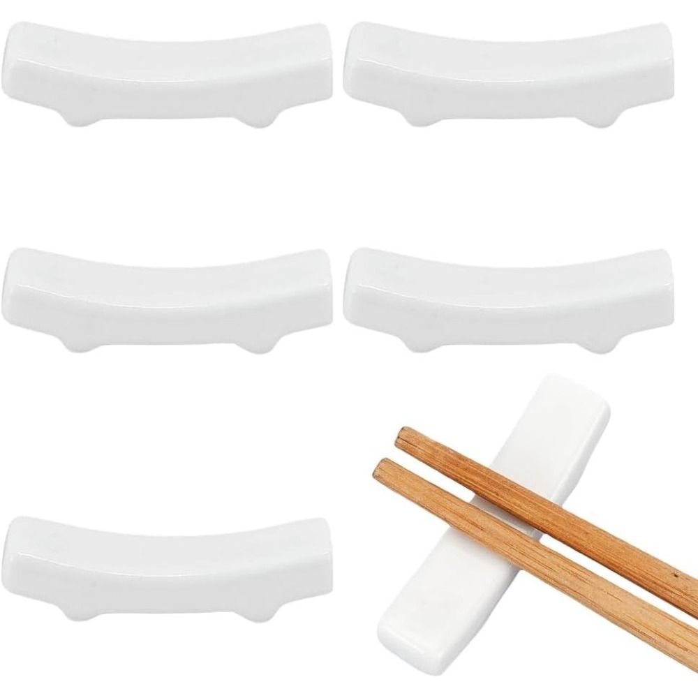 Chopstick Rest Ceramic - 6 Buah Penyangga Sendok Keramik Putih,