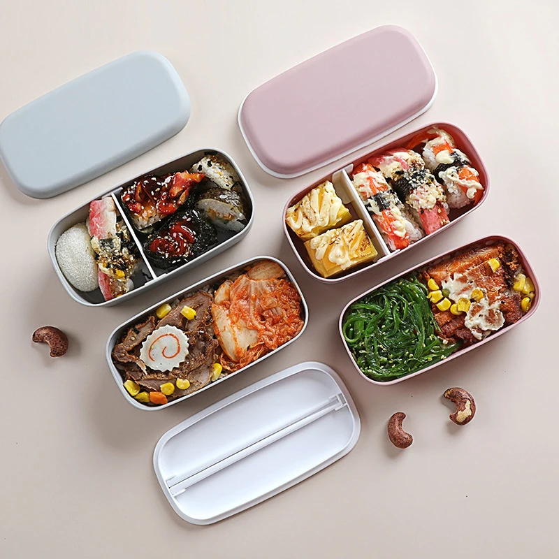 Bento Box Two Tier - Kotak makan portabel anti bocor, kotak