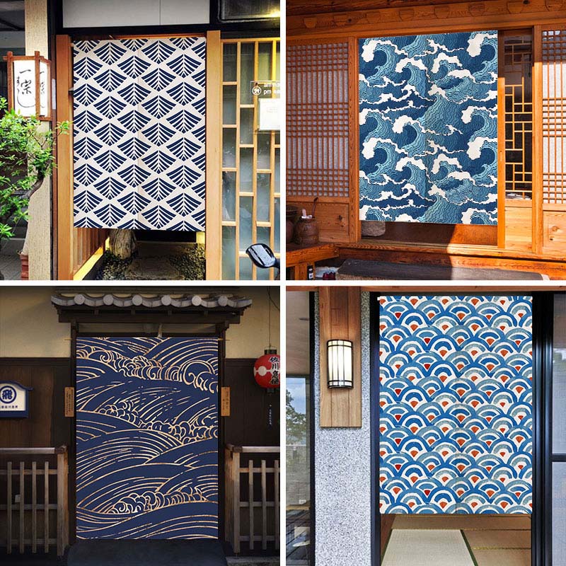 Noren Curtain Doorway - Tirai pintu Jepang Noren tekstur gelombang,