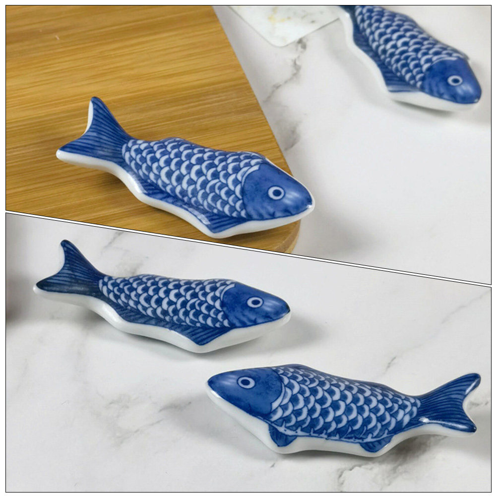 Chopstick Rest Ceramic - 2Pcs Penyangga Sumpit Keramik Gaya Ikan