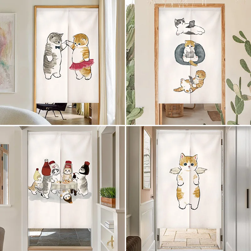 Noren Curtain Doorway - Tirai Pintu Jepang Noren Motif Kucing