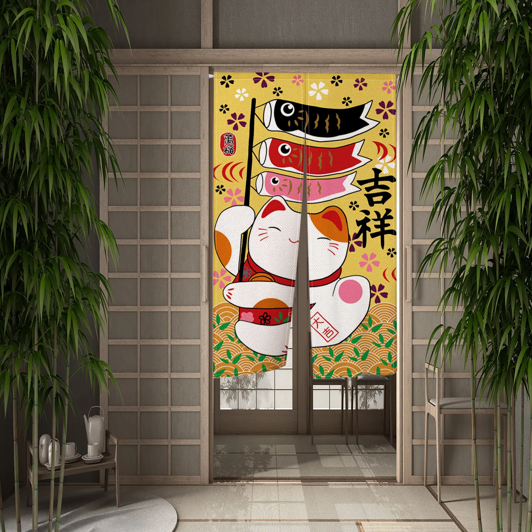 Tirai pintu Noren Jepang gamba - Noren Curtain Doorway ulasan dan harga